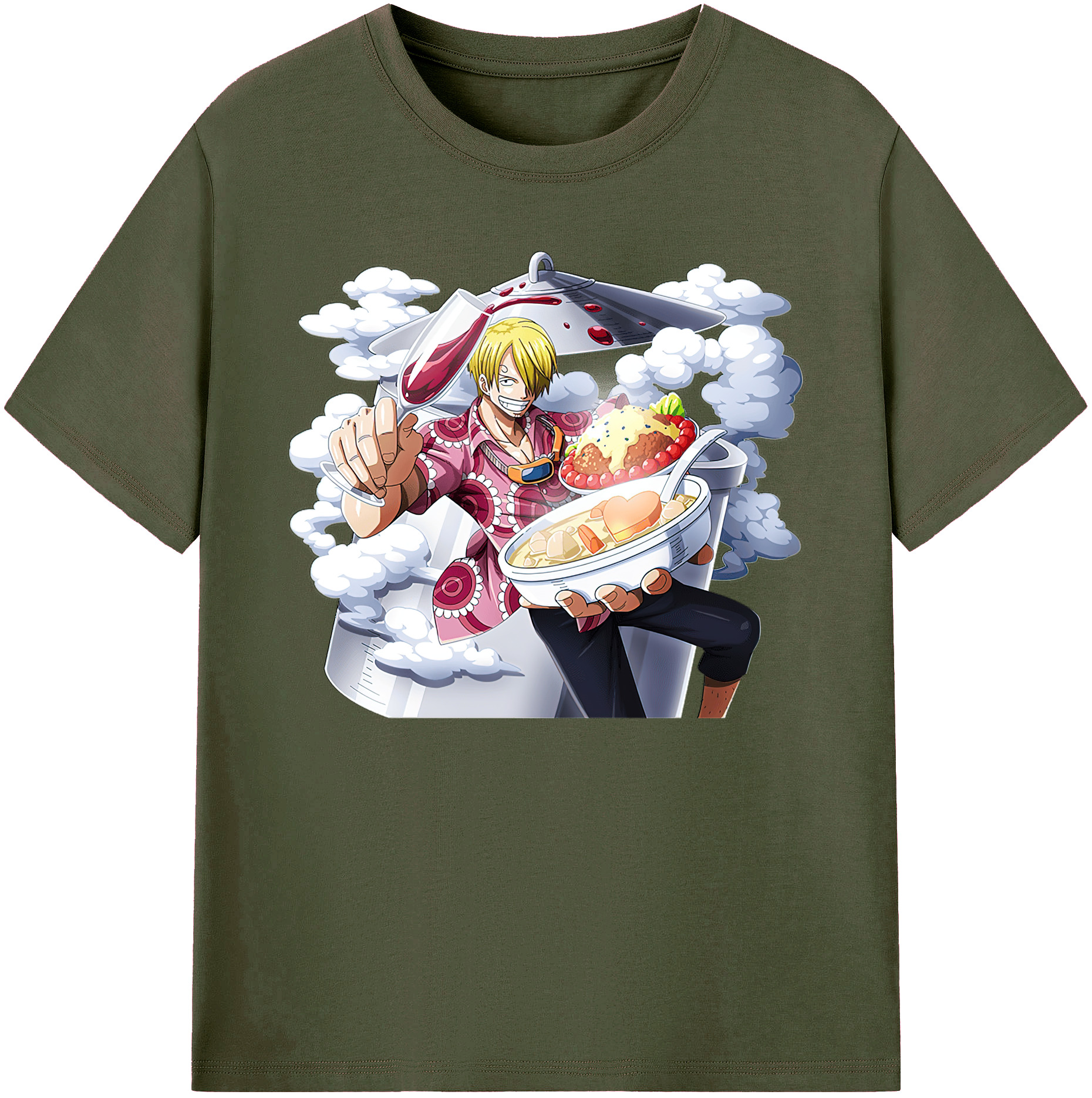 （画像用） ワンピース サンジ ONE PIECE Sanji 綿100％ メンズ半袖Tシャツ｜肌触りやわらか＆通気性